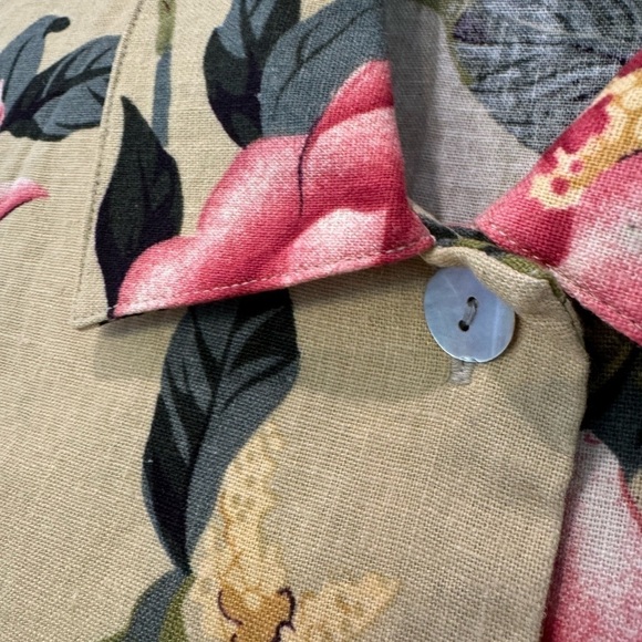 Vintage Blair Linen Blend Button Front Floral Top / boxy / large - Picture 7 of 8